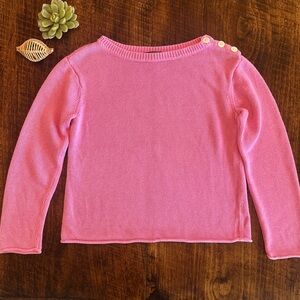 Lauren Ralph Lauren | Pink Knit Sweater w/Button Shoulder Detail, Size L